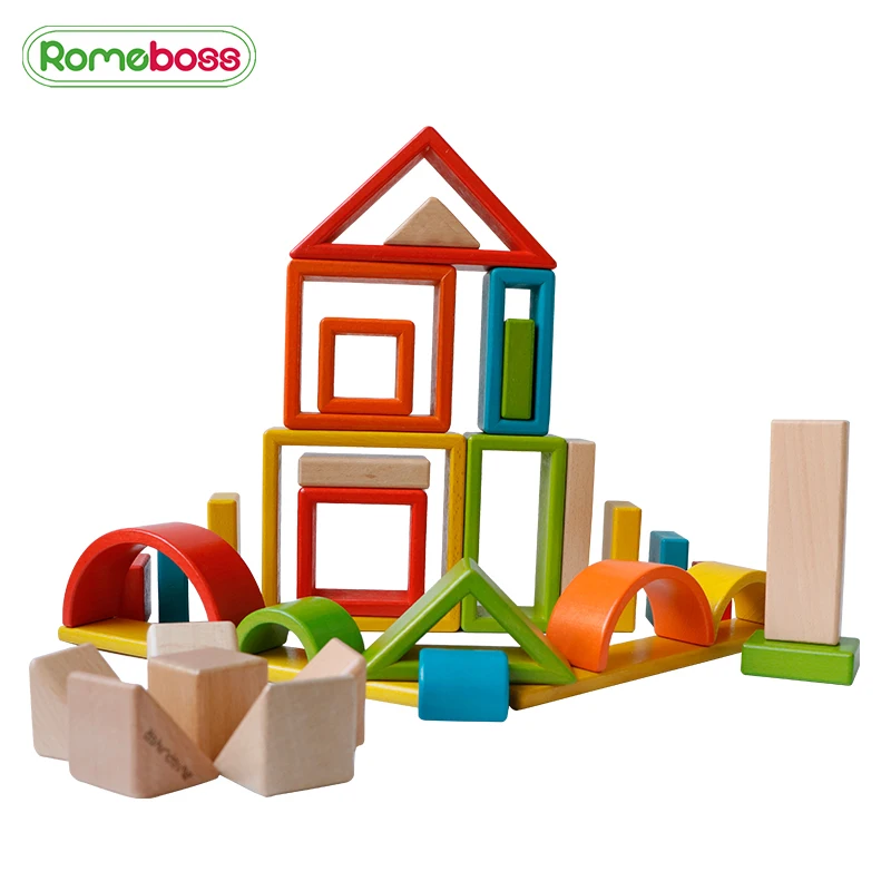 

Wooden Rainbow Stacking Blocks Toys for Kids Geometric Wood Rainbow Stacker Creative Children Educational Toys Christmas Gifts