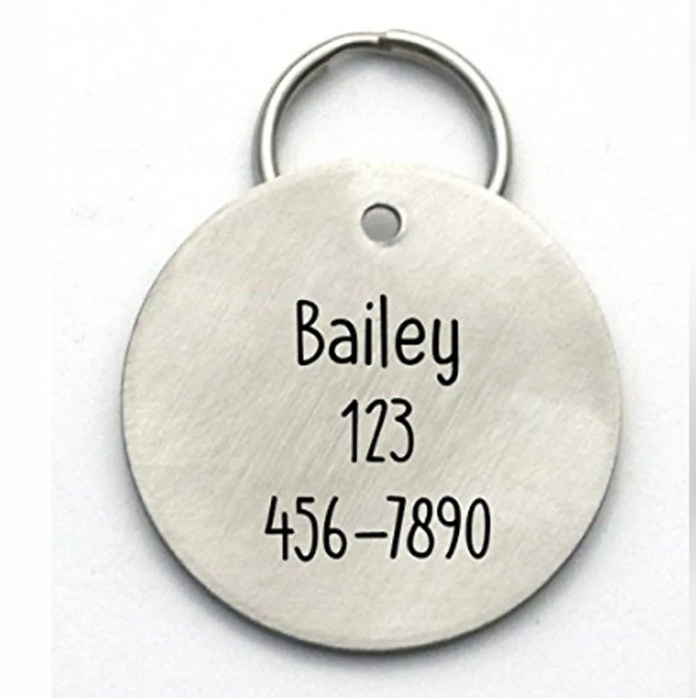 

Manufacturers Direct Selling Wholesale Customizable Pet Tag Engraved Dog Name Phone Stainless Steel round Label Metal Pendant