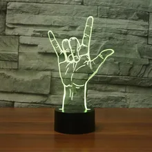3D сенсорная Иллюзия ночной Светильник I Love you знак Язык, 7 цветов изменить светодиодный настольная лампа Спальня Магазин Бар Декор подарок USB светильник s