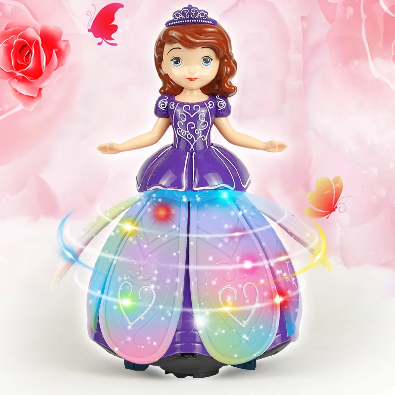 

Girl Electric Dancing Princess Toy Universal 360 Degree Rotation Doll Dazzle Dance Robot With Light & Music Girl Gift