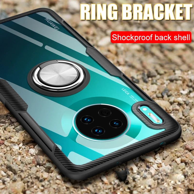 

Luxury Silicone Shockproof Phone Case For Huawei Mate 30 20 P20 Pro Magentic Metal Cover For Huawei P30 P20 Lite Ring Soft Cases