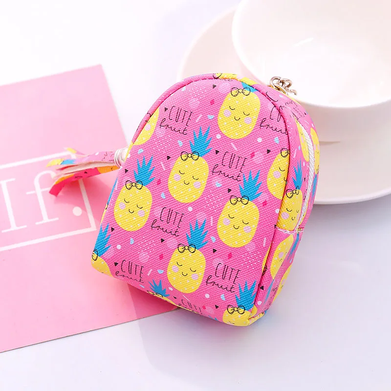 KAMIDA Cute Watermelon Coin Purse Small Bag Coin Bag Key Ring Pendant Cat Zipper Student Wallet Female Fashion Mini Card Package - Цвет: Лаванда