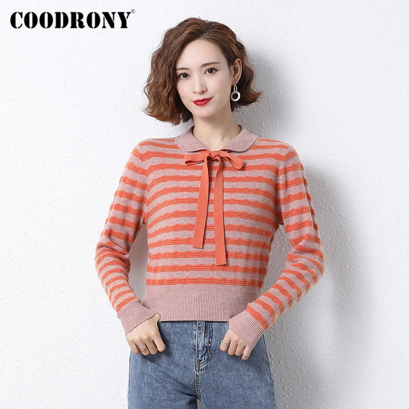 COODRONY Brand High Quality Striped Merino Wool Women Jumpers 2020 Autumn Winter Pullover Elegant Slim Sweaters Female W1132