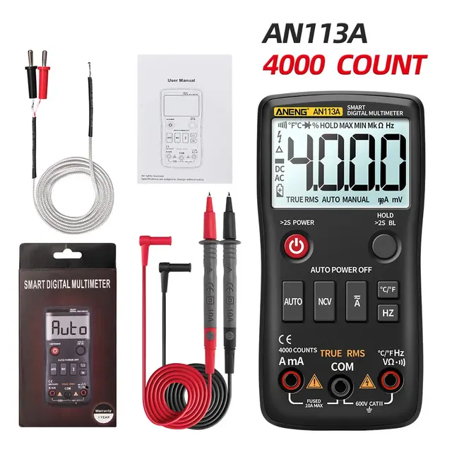 DC Battery-Powered RA78 LCD 6000 Counting Digital Multimeter AC ANENG M11