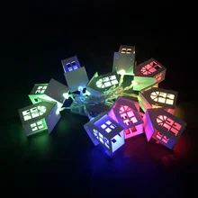 Светодиодный светильник-гирлянда в виде деревянного дома 1,5 м 10 Светодиодный светильник-Гирлянда для декора комнаты для свадьбы, рождественской вечеринки, праздничный Сказочный светильник s, Новинка