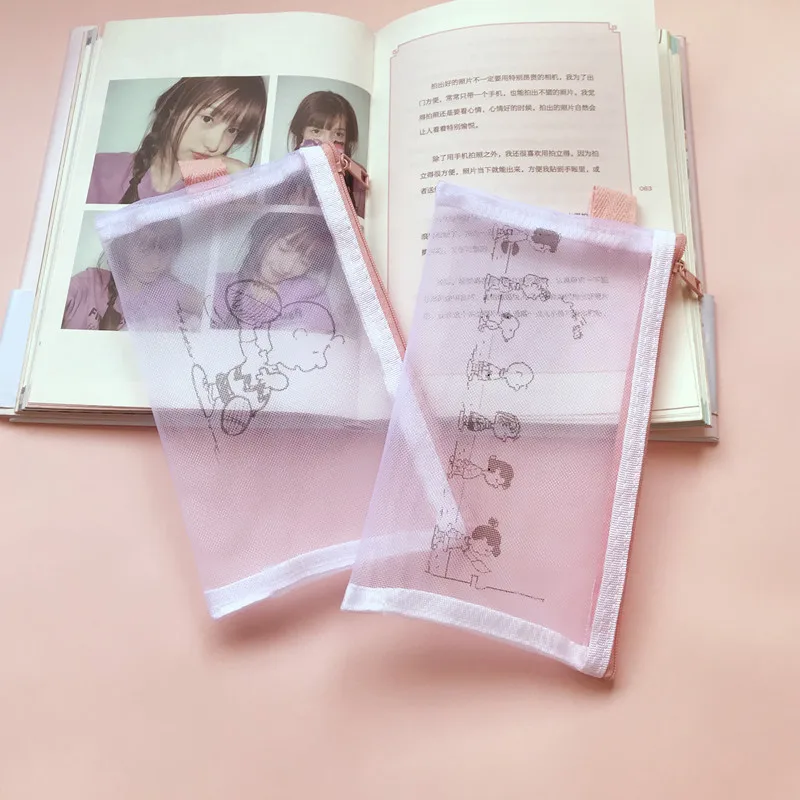 

Lovely Shi Nu Than Gauze Accept Package Girl Makeup Package Student Stationery Pencil Case Portable Transparent Will Capacity