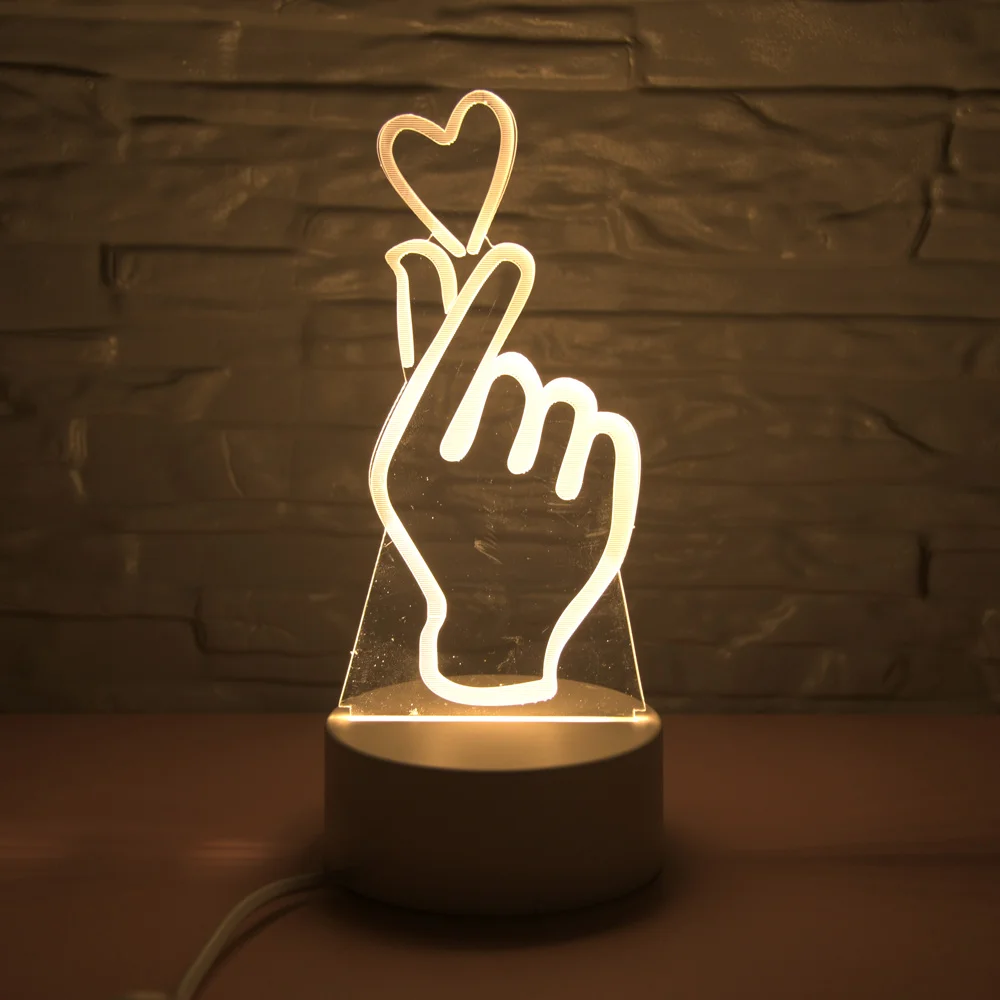 EU Plug LED 3D Lamp Illusion Switch Night Light DIY Acrylic Night Light Warm White Home Decor Atmosphere Christmas Gift lantern - Испускаемый цвет: Love