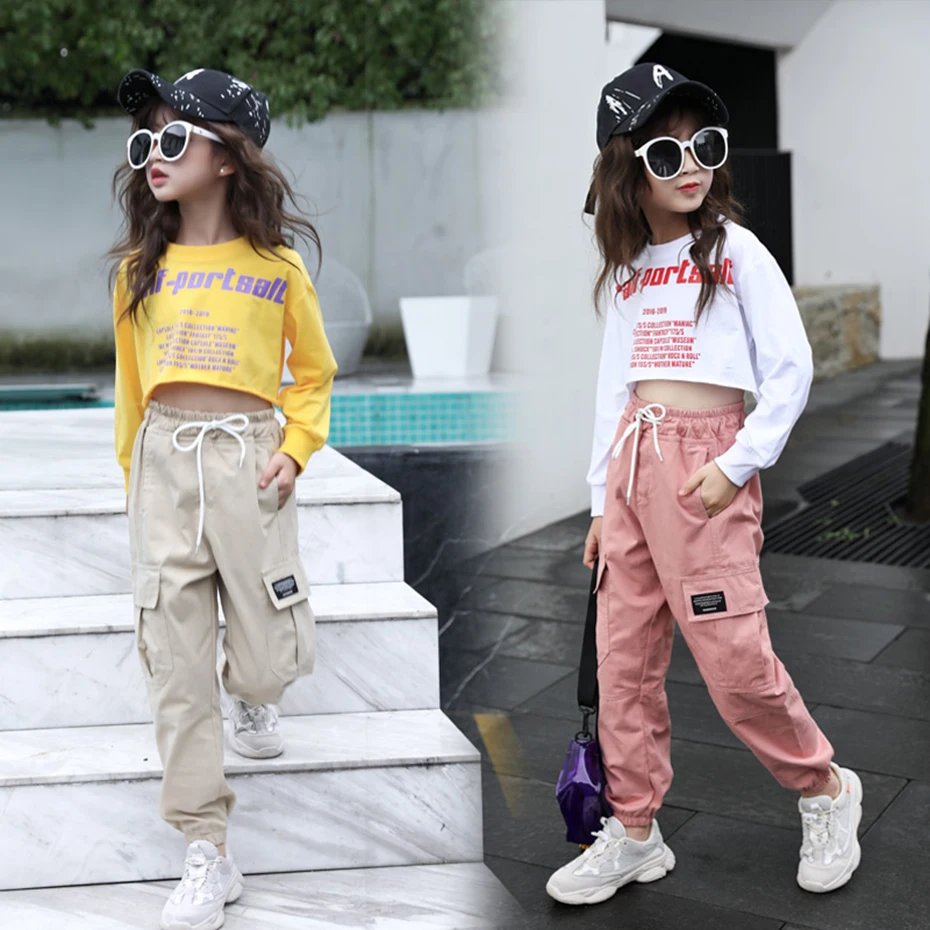 girls pants Spring Kids Girls Cotton Sport Pants Casual Camouflage Printed Teenage Girls Cargo Pants Children Trousers Beam Foot Pink