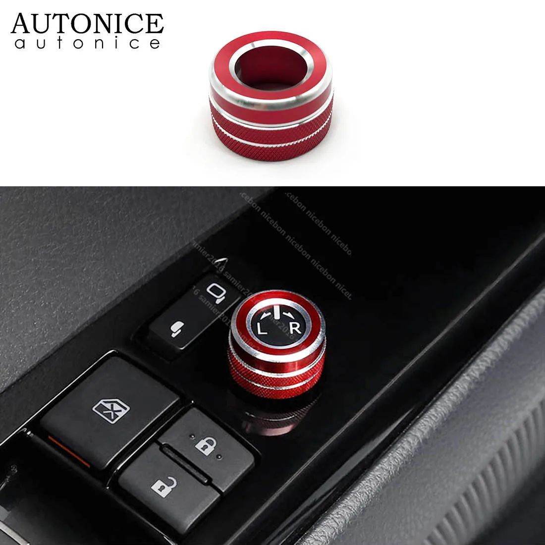 Red Aluminium Alloy Rearview Mirrors Switch Ring Cover Trim Fit for Camry Corolla RAV4 Highlander C-HR Avalon Sienna | Автомобили и