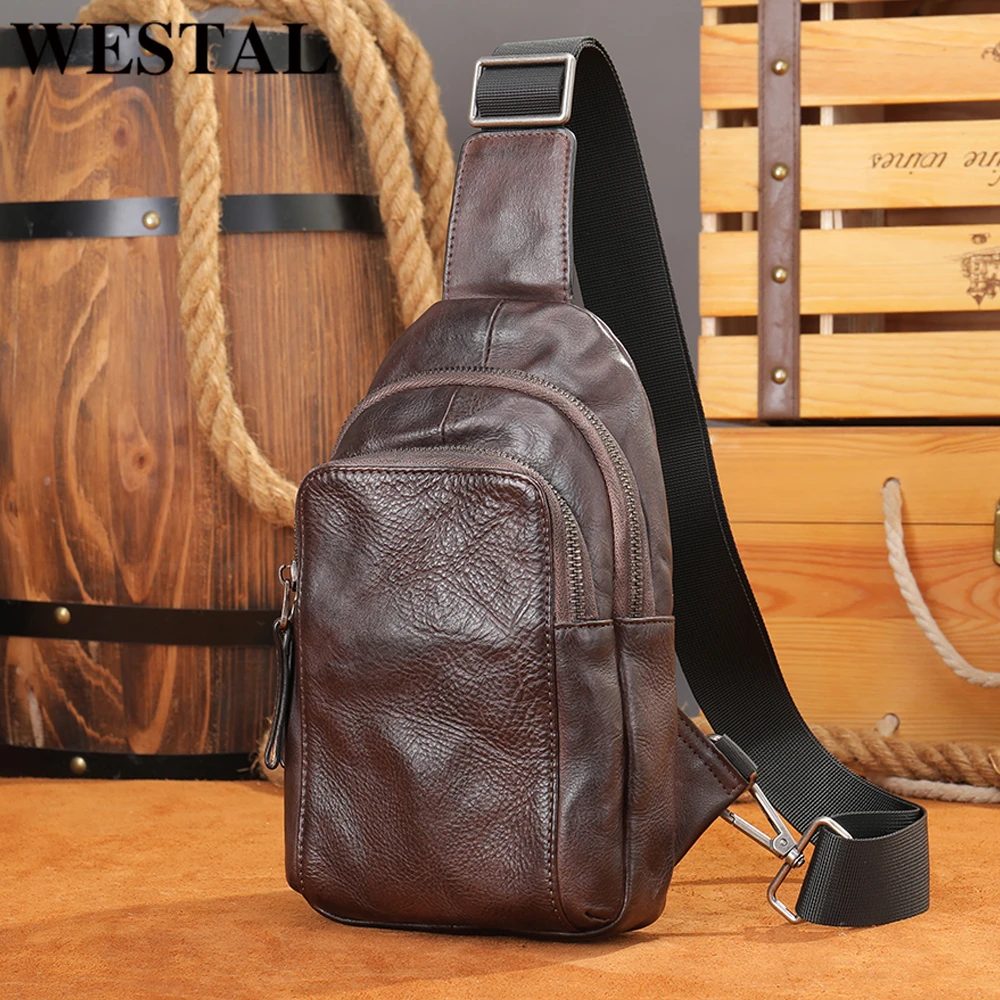 Westal Mannen Mode Multifunctionele Schoudertas Hunsband Lederen Crossbody Bag Quanlity Borst Tassen Sling Bag Voor 9058| | - AliExpress