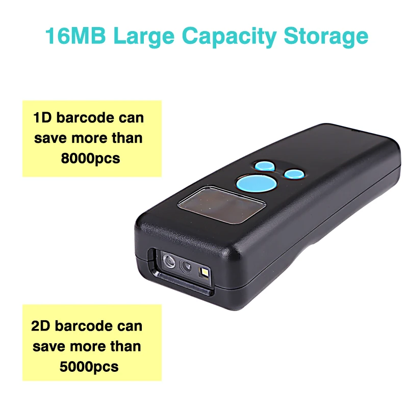 M8 Handheld Barcode Scanner com Display, Mini