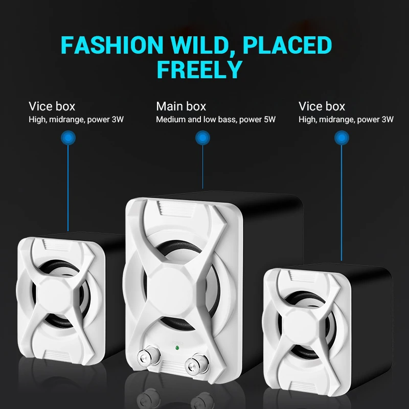Goede USB + AUX Bedrade Computer Subwoofer Speakers Bass Versterking Stereo 2.1 Speakers voor Laptop Desktop Telefoon Luidspreker