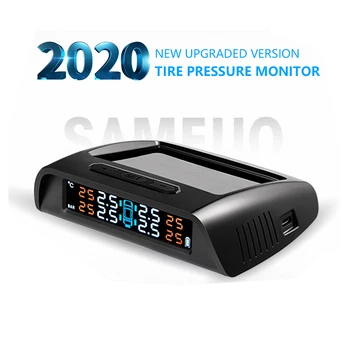 

Sameuo TPMS sensor TPMS Car Tire Pressure Alarm Monitor System glass wireless Solar power tpms with 4 external senso for cars