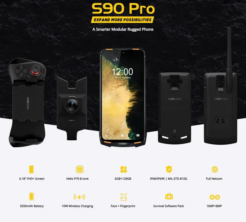 DOOGEE S90 Pro смартфон с 5 99 дюймовым дисплеем восьмиядерным процессором Helio P70 ОЗУ 6 ГБ