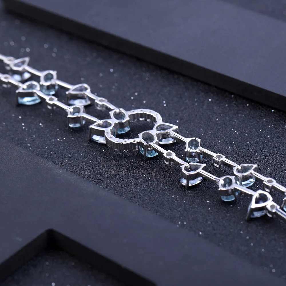 GEM'S балетные 925 пробы Серебряный Многоцветный натуральный голубой топаз Мистик кварцевые браслеты для женщин вечерние ювелирные изделия