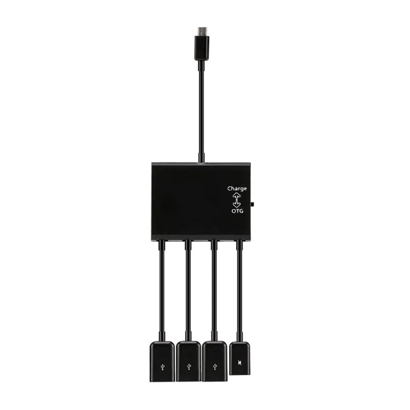 Кабель-концентратор Micro USB адаптер OTG 4-портовый сплиттер с линией зарядки питания