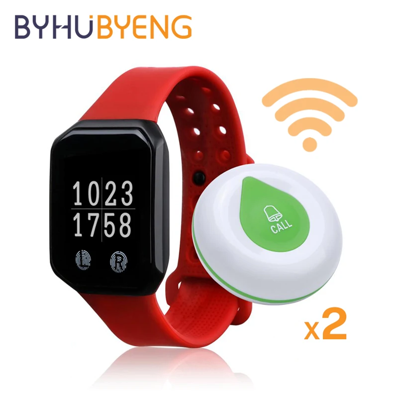 

BYHUBYENG Wireless Watch Buttons Restaurant Ordering Pager Waterproof Waiter Calling System For Plant Hospital Bar Cafe Receiver