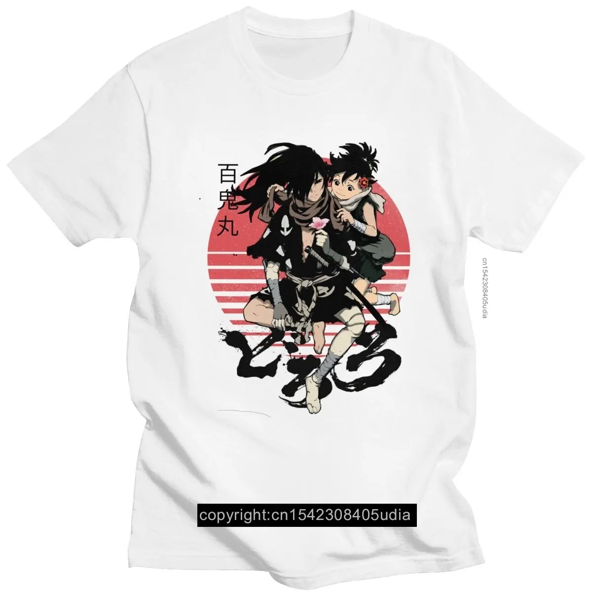 

Vintage Anime Dororo T Shirt Men Pure Cotton Awesome Mnaga T-Shirt Short Sleeve Hyakkimaru Samurai Tee Tops Harajuku