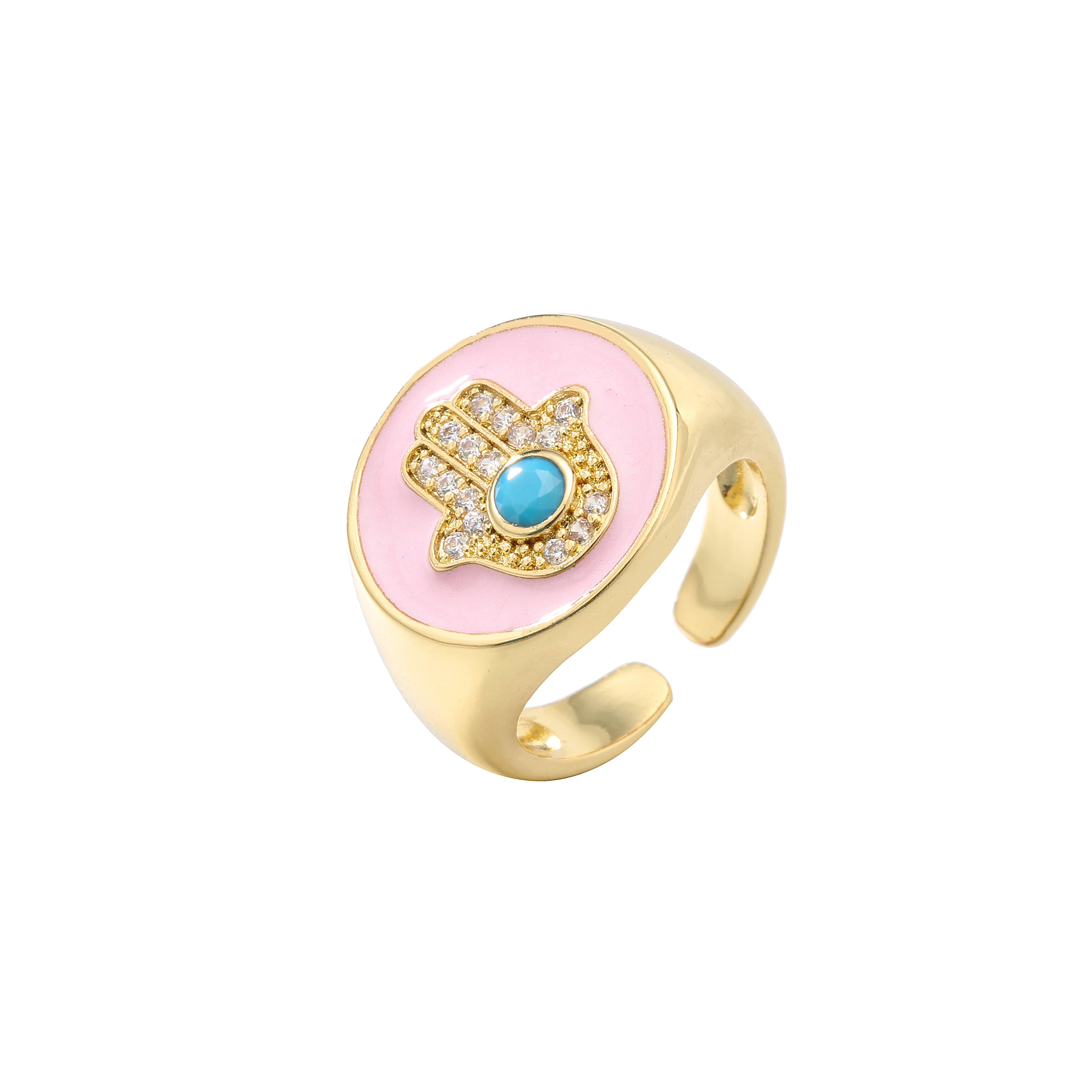 Bague Géométrique Ronde en Email pour Femmes - Nouvelle Mode