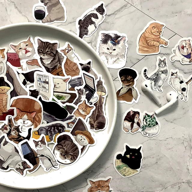 10/30/54pcs Cute Cats Animal Graffiti Stickers Cartoon Decals Kids Toy DIY Diary Suitcase Scrapbook Phone Laptop Bike Sticker 4