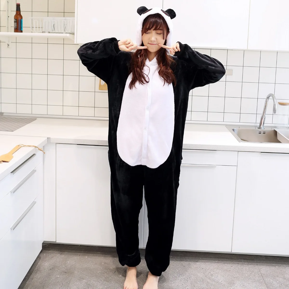 Kigurumi Panda Costume Kids Pajama Adult Animal Onesie Women Men Hooded Kegurumi Sleepwear Flannel Pijamas
