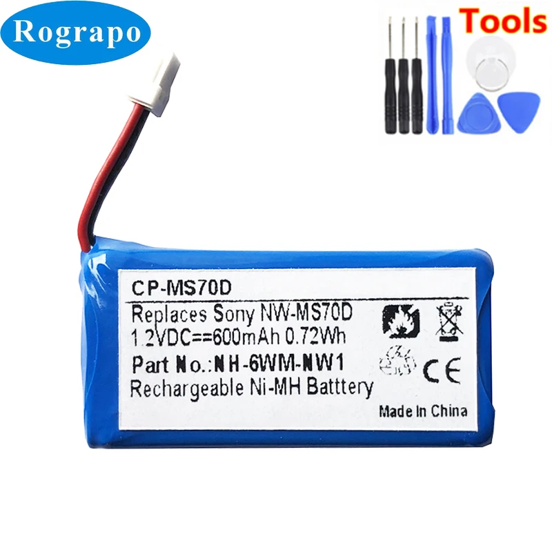 Nuova Batteria Per Sony Walkman Nw-Ms70D Nw-Ms90D Nh-6Wm-Nw1 Player Accumulatore 1.2V 600Mah Batteria Ricaricabile Completa Spina A 2 Fili