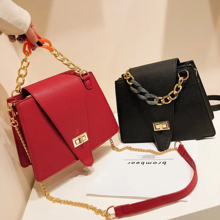 

Trapezoid Turn Suo Small Bag 2019 New Style Fashion Korean-style Chain Women's Handbag Simple Versatile Crossbody Bag
