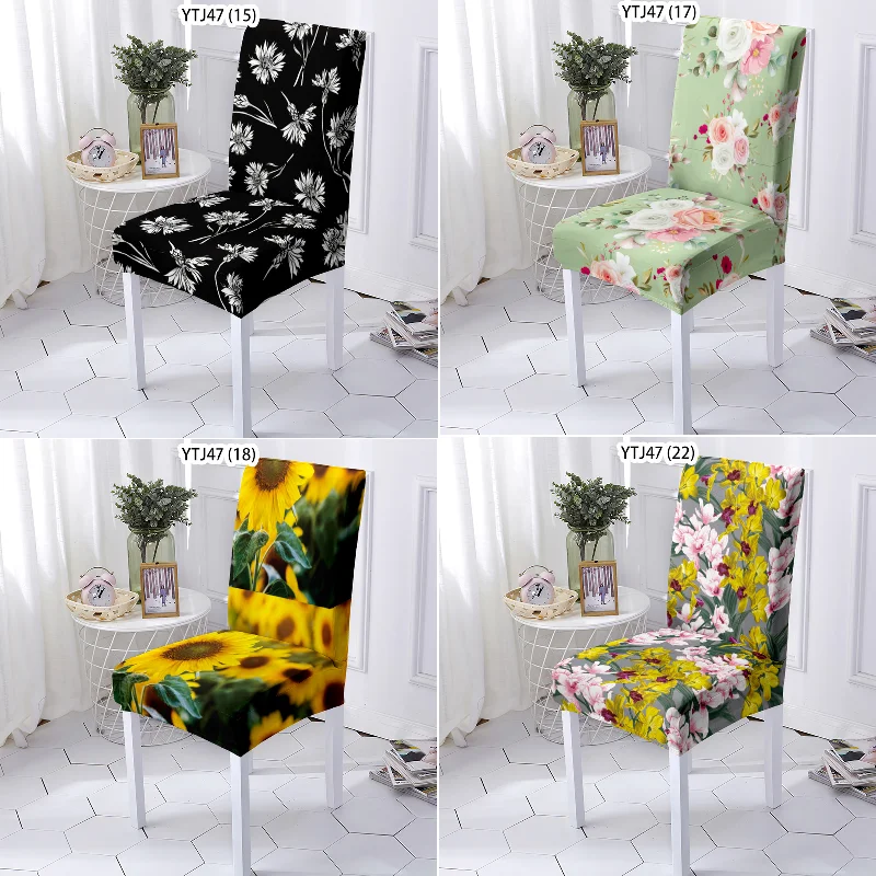 Sunflower peony flower print dinning chair dinner table and chairs