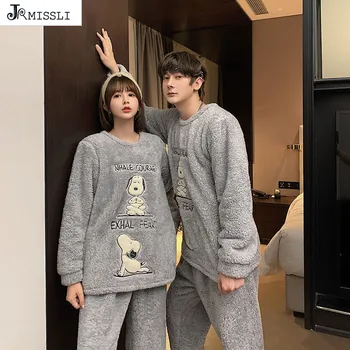 

Fleece Couple Pyjamas Winter Warm Pijamas Women Men Sleepwear Pajamas For Women Pyjama Femme Pajama Set Sexy Lingerie Nightwear