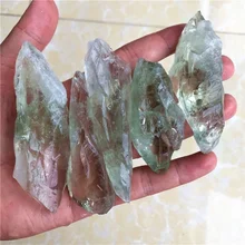 100g Natural Green Crystal Rough Stone Backbone Wand Crystal Ore Ornament Specimen Healing Energy Stone Diy Rough Stone Pendant