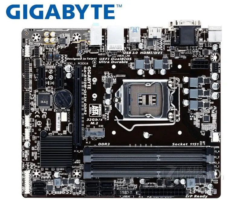 ^*Best Offers Gigabyte B150M-DS3H original motherboard DDR3 HDMI DVI VGA USB3.0 32GB GA-B150M-DS3H DDR3 LGA 1151 B150 Desktop motherborad ^*Best Offers Gigabyte B150M-DS3H original motherboard DDR3 HDMI DVI VGA USB3.0 32GB GA-B150M-DS3H DDR3 LGA 1151 B150 Desktop motherborad