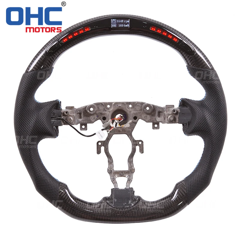 

Real Carbon Fiber LED Steering Wheel compatible for Nissan 370Z LED Performance Steering Wheel LED Racing