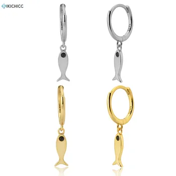 

Kikichicc 925 Sterling Silver Gold Plain Fish Drop Earring 2020 Puck Ohrringe Piercing Pendiente luxury Jewelry In European