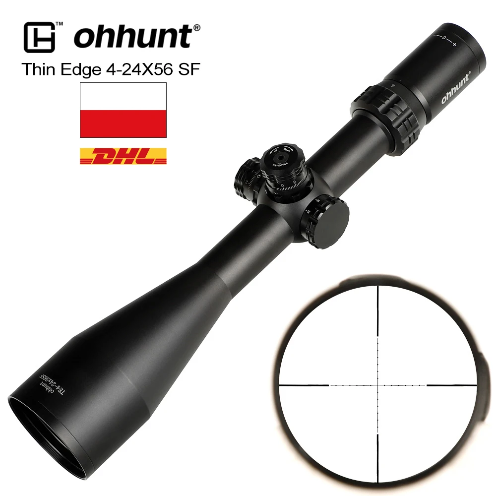 - ohhunt Thin Edge 424X56 SF Riflescope Mil Dot Reticle Scope Side Parallax with Turret Lock Reset Tactical Optical Sights