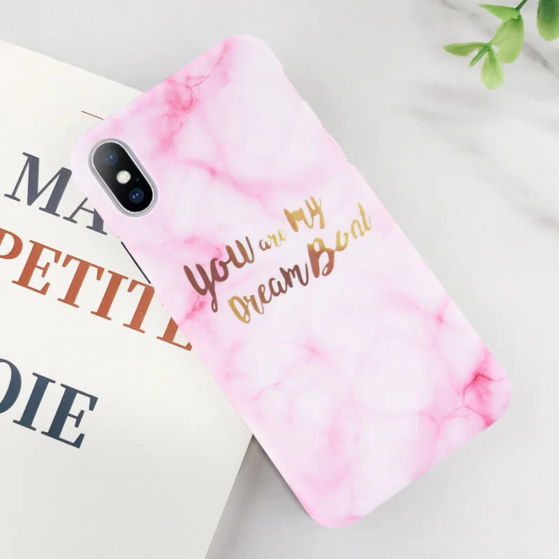 Lovebay чехол для телефона для iPhone X, XR, XS, Max, 8, 7, 6, 6s Plus, карамельный цвет, мраморный, с буквенным принтом, Жесткий Чехол для задней панели, чехол s, для iPhone X - Цвет: SJ7886