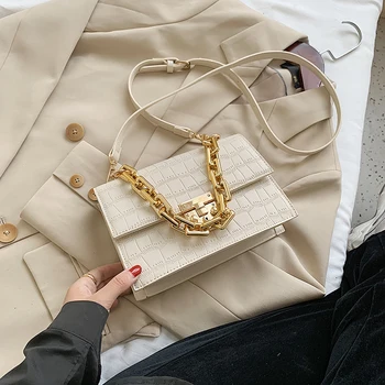 

Thick Chain Small PU Leather Flap Bags for Women 2020 Branded Trend Women's Trending Designer Crossbody Shoulder Handbags