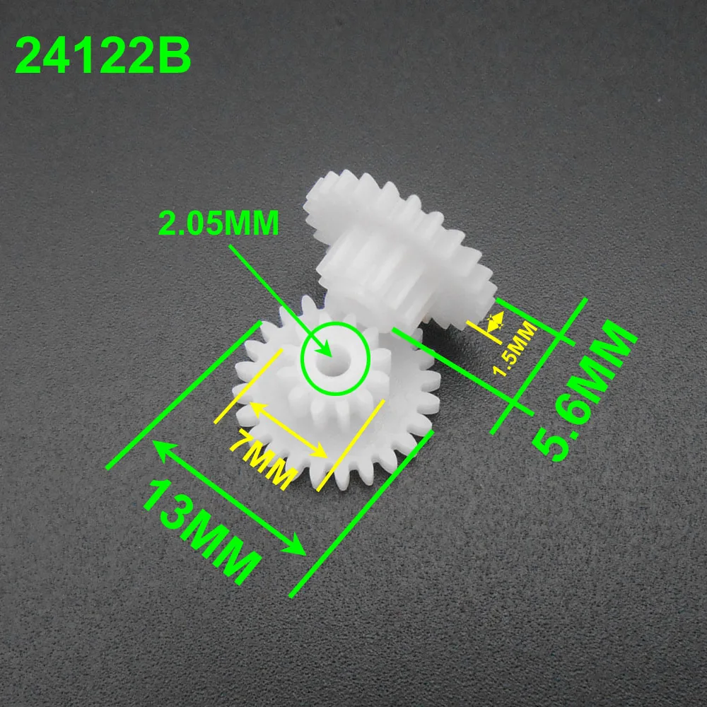 

500Pcs 0.5 Modulus 0.5M Double Gear Reduction Bilayer Gears 24 Teeth + 12 Teeth Aperture 2.05mm 2B Loose Fitting 24T 12T 24122B
