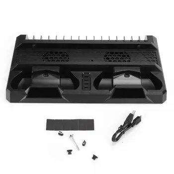 

Multifunction Heat Dissipation Air Fan Base Storage Rack Handle Contact Double Charge Charger with LED Light for PS4 New