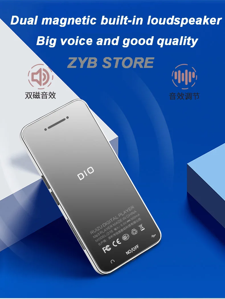 Bluetooth MP3 плеер без потерь HiFi MP3 музыкальный плеер портативный аудио 8 ГБ с динамиком FM радио Электронная книга часы