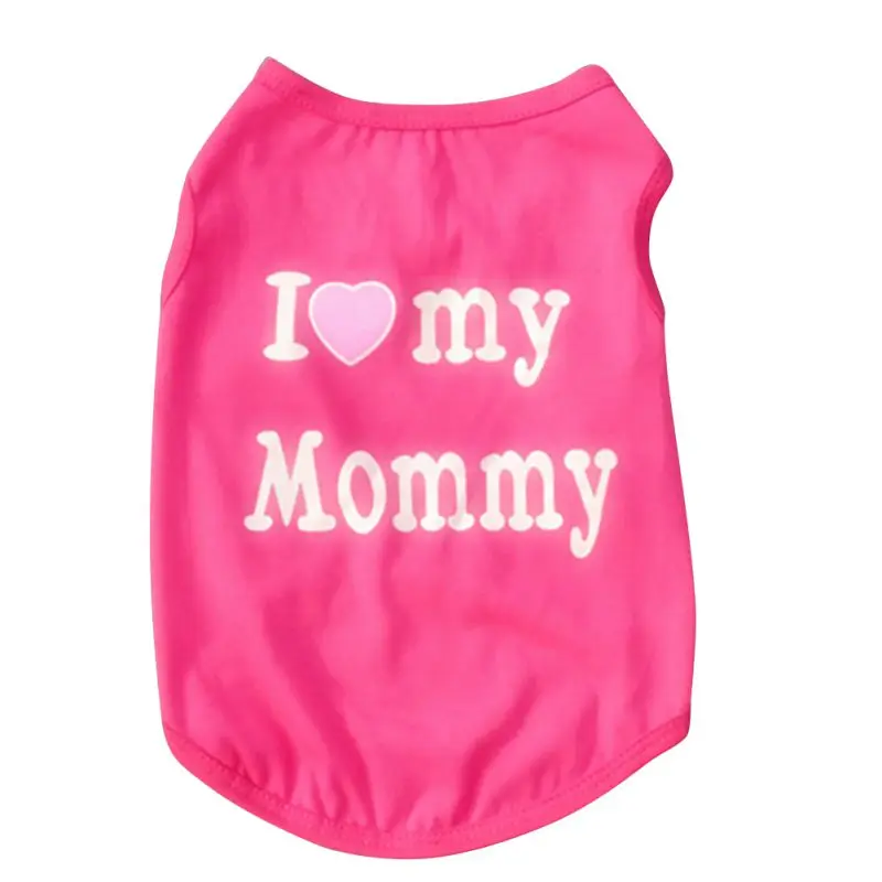 Rose Mommy Милая Одежда для собак; Весенняя футболка; мягкая Одежда для питомцев с принтом животных; летняя рубашка; повседневные пальто для маленьких домашних животных - Цвет: Rose Mommy