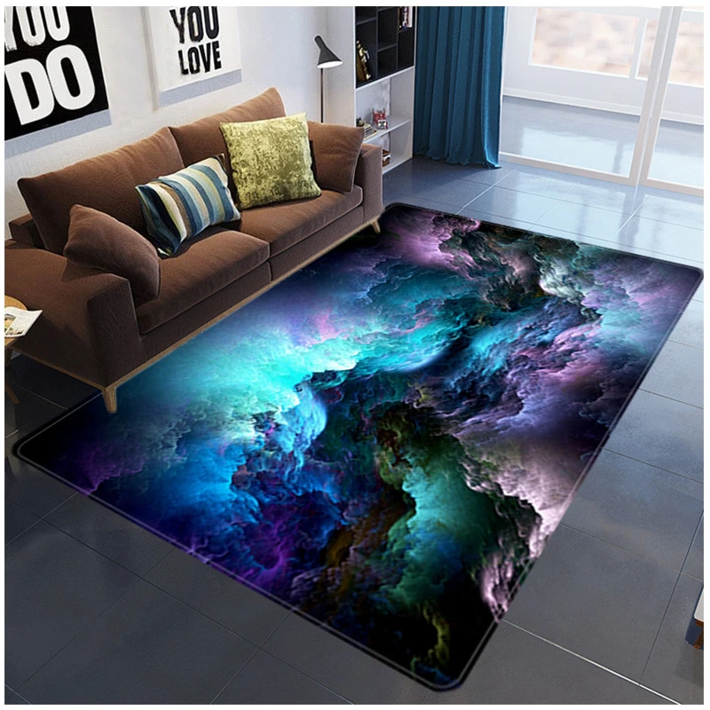 Non-Slip Indoor Modern Plush Area Rugs Cozy Carpets Furry Rugs for Living Room Kids Room Planets and Galaxy Ultra Soft Floor Rugs 