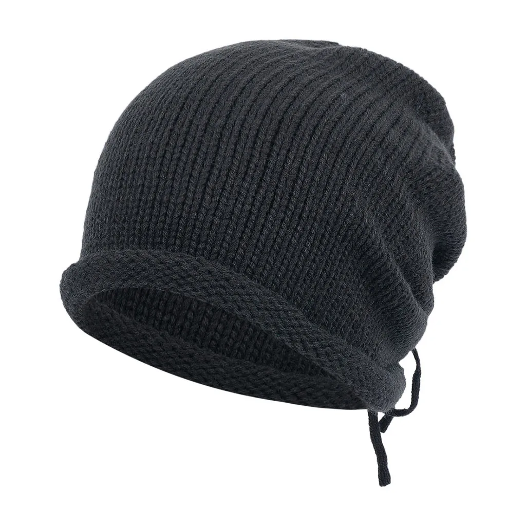 Dark Gray Однотонная вязаная шапка унисекс на флисовой подкладке, головной убор, вязаная шапка, шапка для улицы, головной убор, зимняя шапка, czapka zimowa - Цвет: Dark Gray