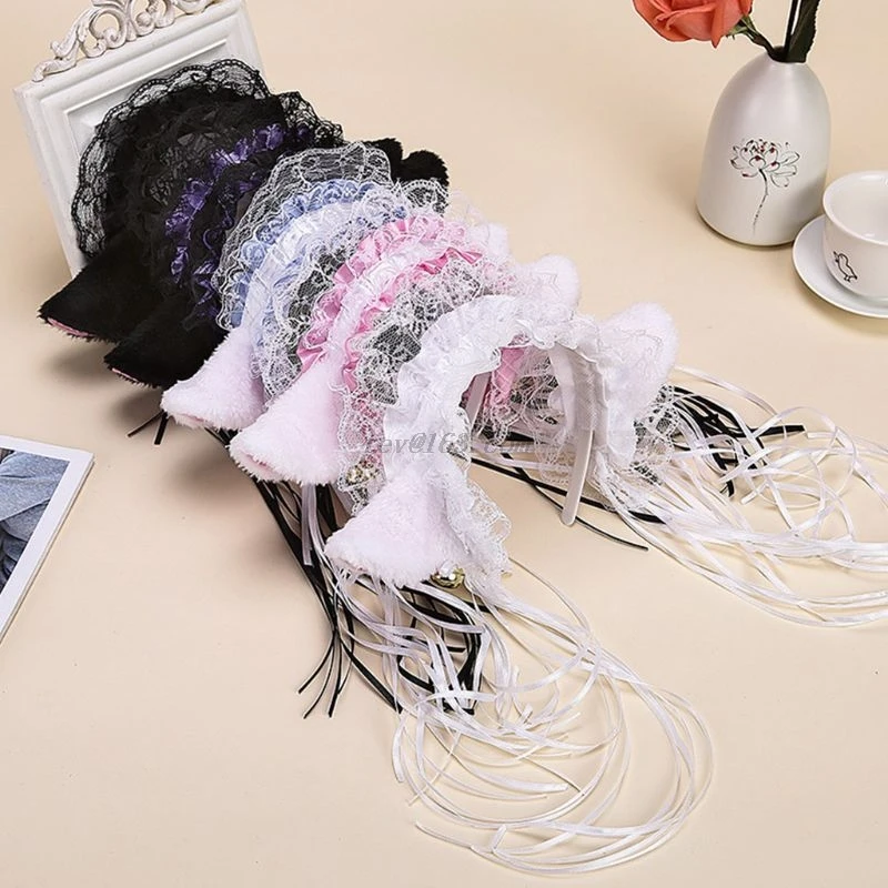 Cosplay&ware Female Girls Anime Lolita Cosplay Costume Plush Cat Ears Bowknot Bell Ruffles Lace Collar Necklace Wristband -Zentai shop online H8e8438c7fa4d443ab3fe6abf45d51473D.jpg