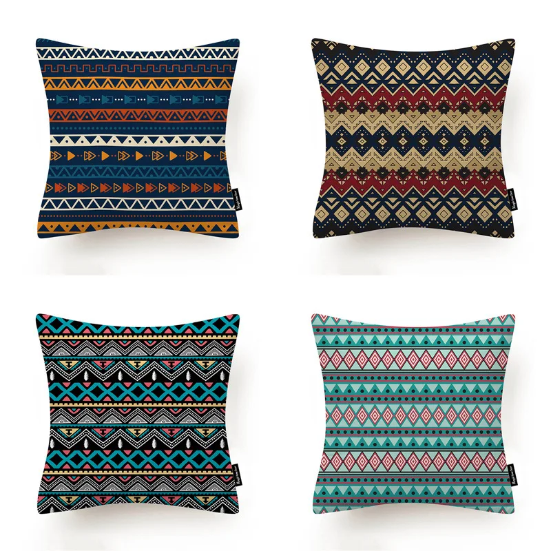 

SUNBEAUTY Decorative Throw Pillow Covers Bohemian Stripe Cushion Covers Velvet 45x45cm Pillow Case Home Decor Sofa Living Room