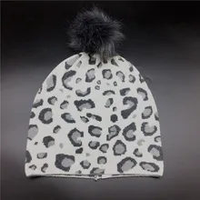 Женская шерстяная леопардовая шапочка из искусственного меха с помпоном для девушек, жаккардовая кашемировая зимняя шапка для женщин и взрослых, Вязаная Мягкая шапка с животным принтом