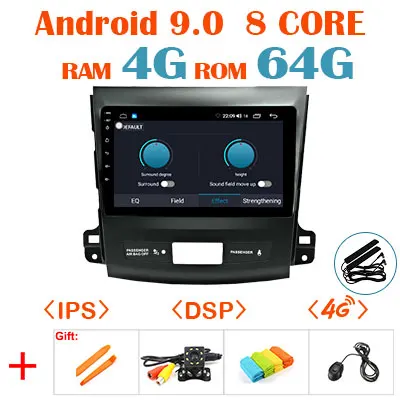 4G 64G DSP no canbus 64G 1280*720P Android 9,0 Carplay gps радио для Mitsubishi Outlander xl 2 2005-2011 peugeot 4007 навигационный экран без DVD плеера - Цвет: 4G 64G DSP no canbus