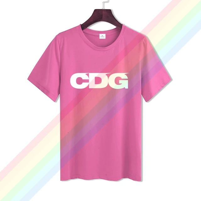 Comme White Cdg Logo Garcon Men Women Summer 100% Cotton Black Tees Male Newest Top Popular Normal Tee Shirts Unisex 12women pink