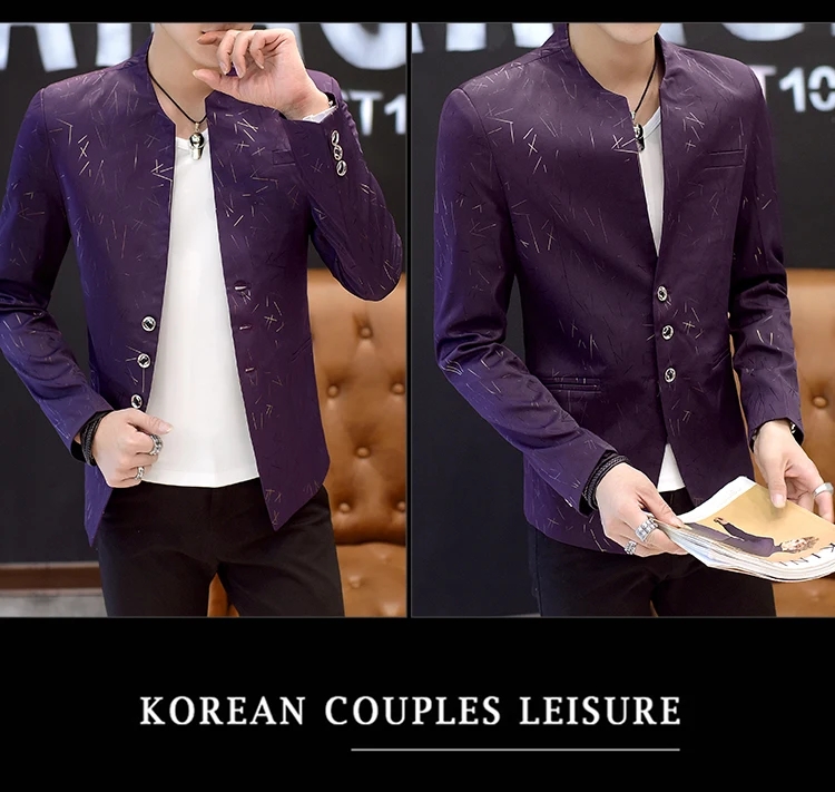Fashion Men's Blazers Jacket Korean Style Boys Slim Fit One Button Top Coat Short Jackets Lapel B67