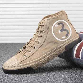 

Men Canvas Shoes Summer Breathable High Top Lace-up Men Casual Shoes Retro Stylish Adult Male Flat Footwear Leisure Mans Shoes