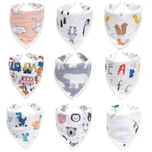 Хлопок Бамбуковая муслиновая 6-слойное бальное платье для новорожденных Детский слюнявчик, полотенце для слюней Слюнявчики с персонажами для малышей, комбинезон на детскую бандану передник для кормления младенцев